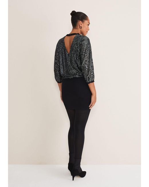 Phase Eight Multicolor Becca Batwing Sequin Dress