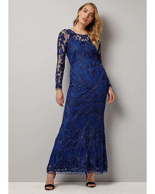 Phase Eight Blue Aubree Tapework Lace Maxi Dress