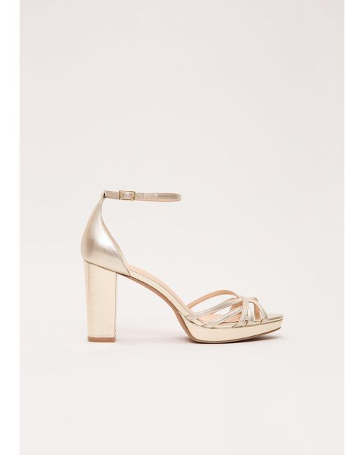 Phase Eight Natural Leather Strappy Platform Sandals