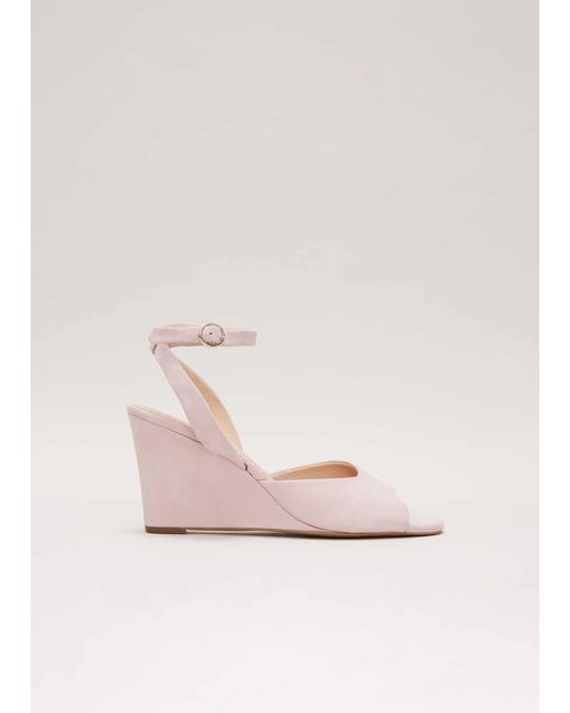 Phase Eight Pink Ankle Strap Peep Toe Wedge