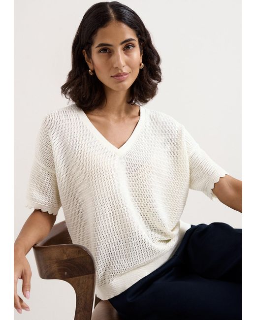 Phase Eight White Amira Texture Jumper