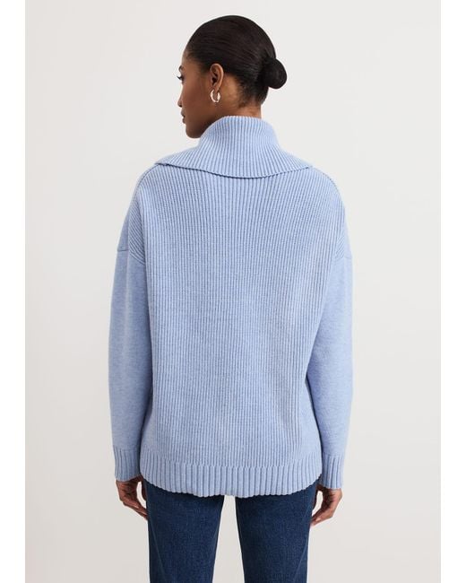 Phase Eight Blue Dara Chunky Cowl Neck Jumper