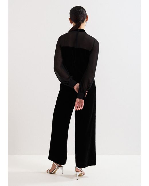 Phase Eight Black Magie Velvet Tie Neck Jumpsuit
