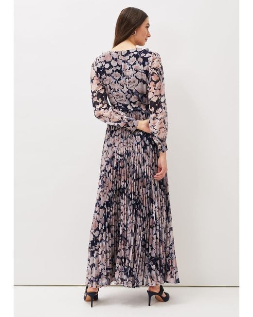 Phase Eight Blue Fredrika Floral Pleated Maxi Dress