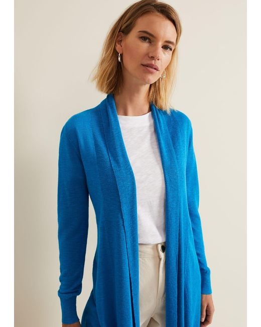 Phase Eight Blue 's Louise Linen Longline Cardigan