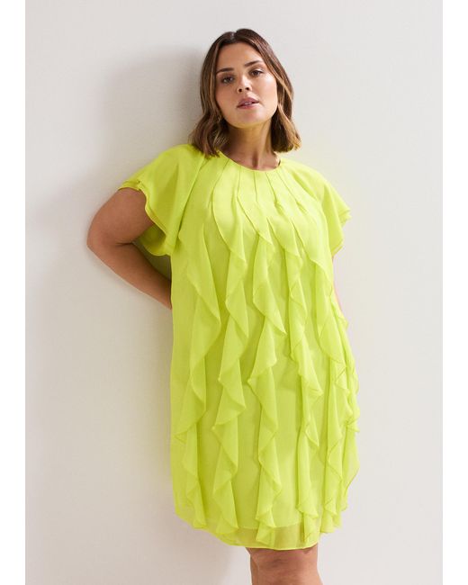 Phase Eight Yellow Claudette Frill Dress