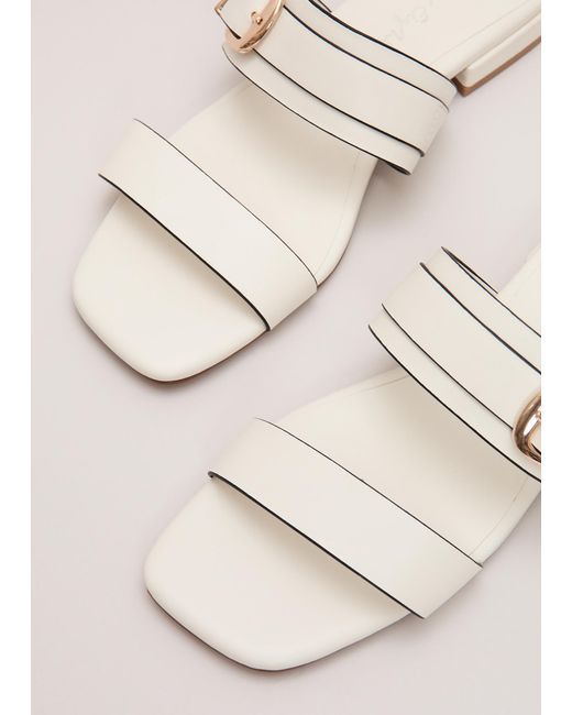 Phase Eight Natural Leather Buckle Detail Flat Sandals