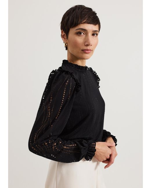 Phase Eight Black Jodie Swirl Burnout Top