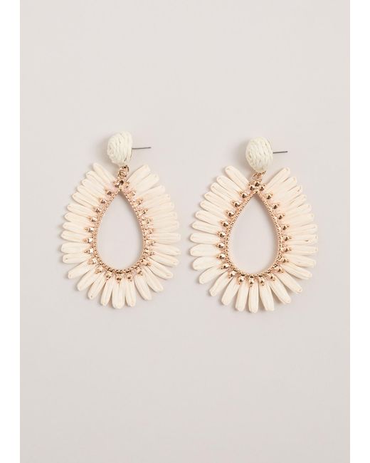 Phase Eight Natural Raffia Teadrop Earrings