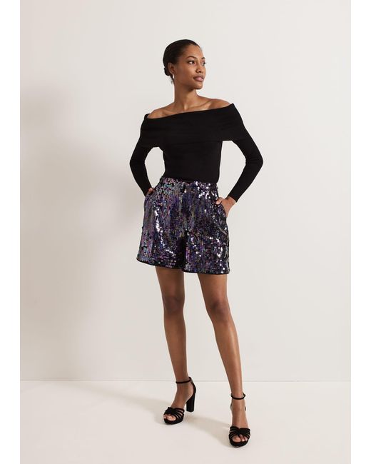 Phase Eight Black Adina Sequin Short
