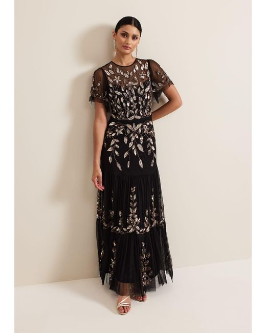 Phase Eight Natural Hilary Embellished Midi Dress
