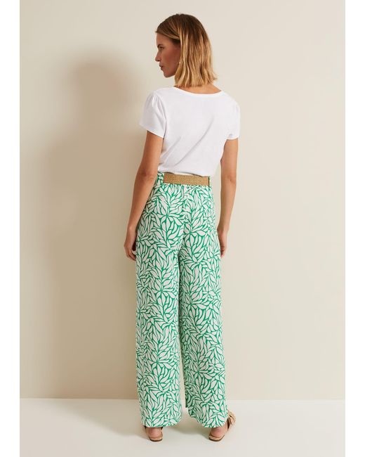 Phase Eight Green Nylah Printed Wide Leg Trousers