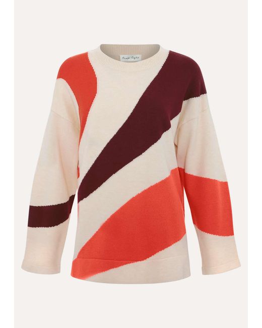 Phase Eight Red Bettie Colourblock Swirl Jumper