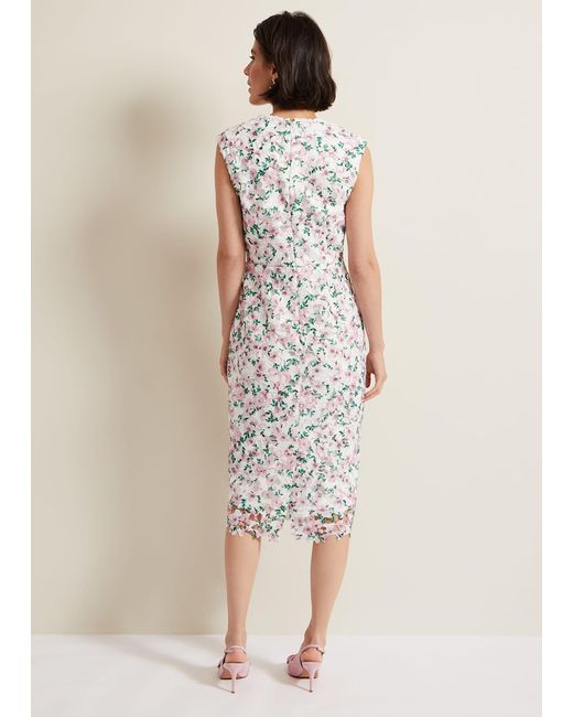 Phase Eight White Diana Floral Lace Midi Dress