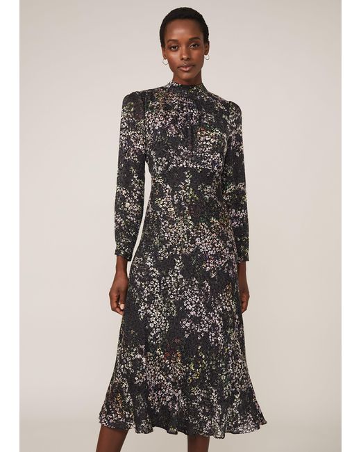 Phase Eight Black Elinore Printed Burnout Dress