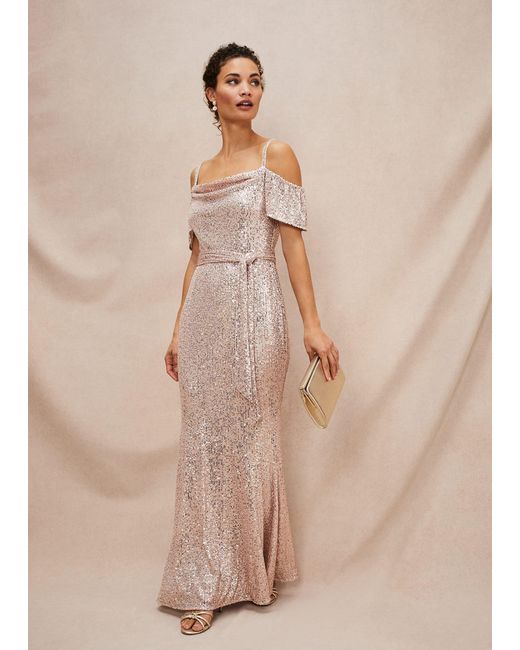 Phase Eight Natural Poppy Off The Shoulder Sequin Dress
