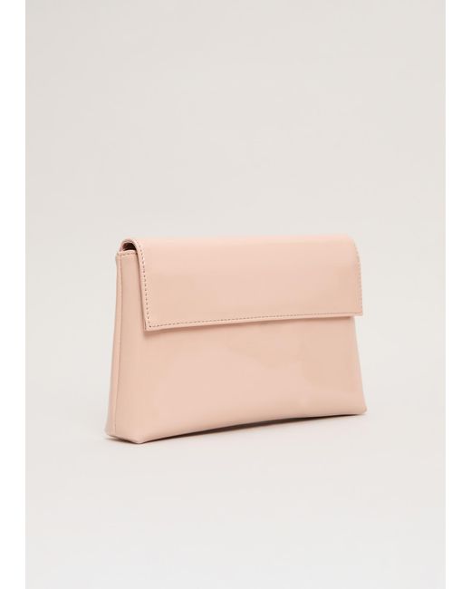 Phase Eight Natural Patent Clutch Bag
