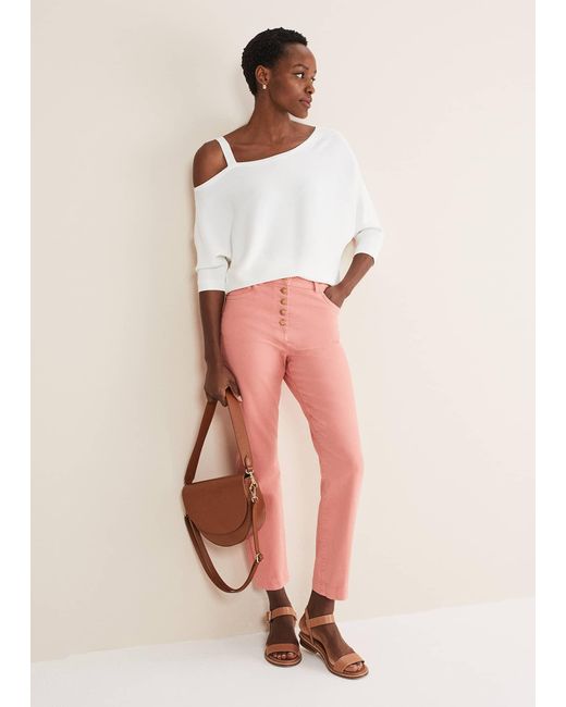 Phase Eight 's Karlie Button Through Straight Leg Jeans in Pink | Lyst UK