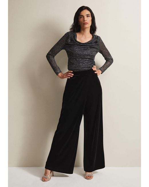 Phase Eight Black Florentine Velvet Co-Ord Trousers