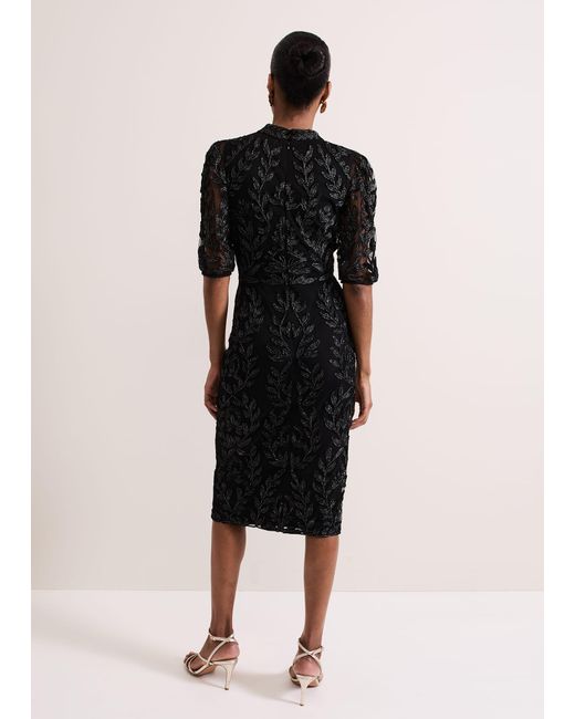 Phase Eight Black Misha Tapework Shimmer Dress