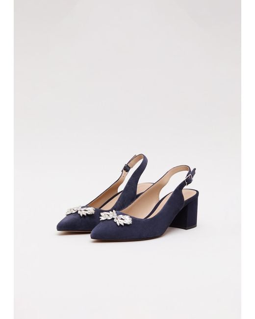 Phase Eight White Sparkle Slingback Block Heel Shoes