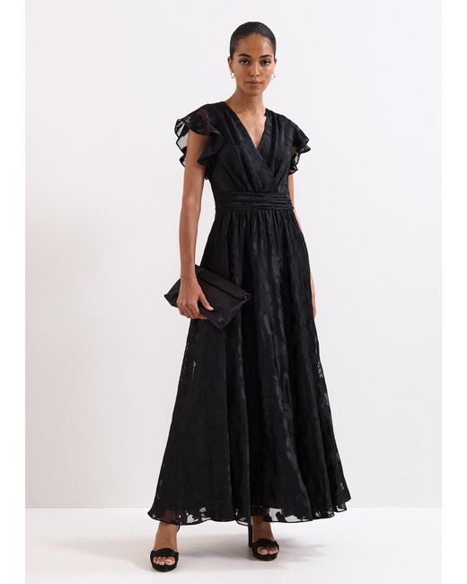 Phase Eight Black Liana Burnout Maxi Dress