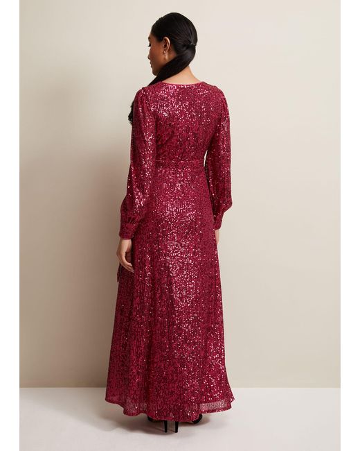 Phase Eight Red 's Petite Amily Pink Sequin Maxi Dress