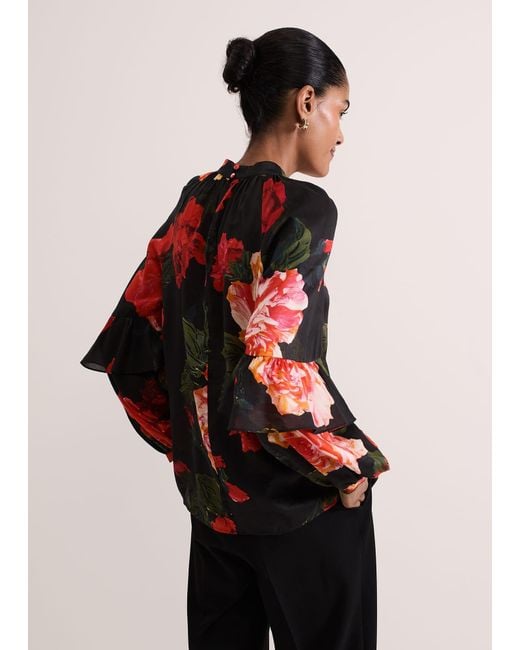 Phase Eight Red Celina Rose Print Blouse
