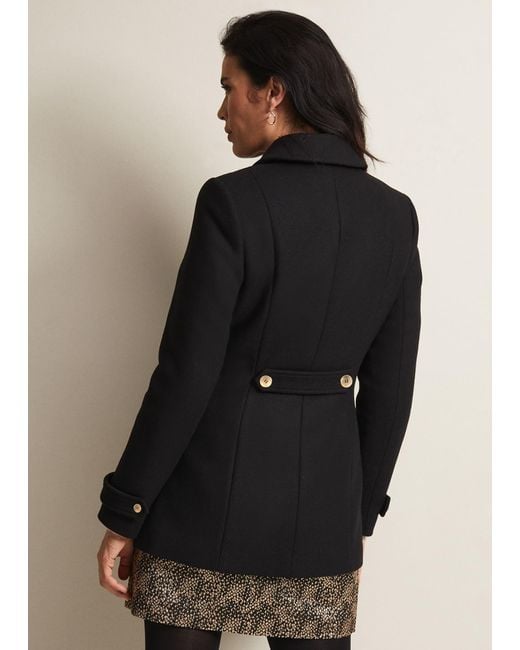 Phase Eight 's Aurelie Black Wool Smart Peacoat