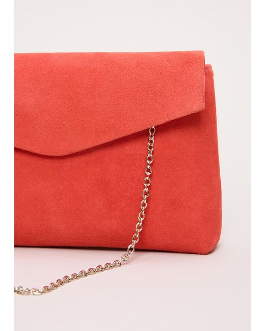 Phase Eight Red Suede Clutch Bag