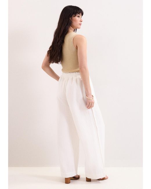 Phase Eight Natural Rowan Linen Wide Leg Trouser