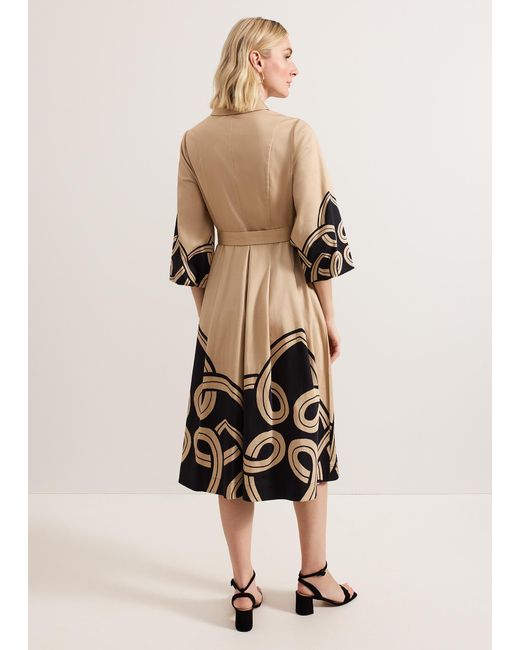 Phase Eight Natural Breena Printed Midi Dress