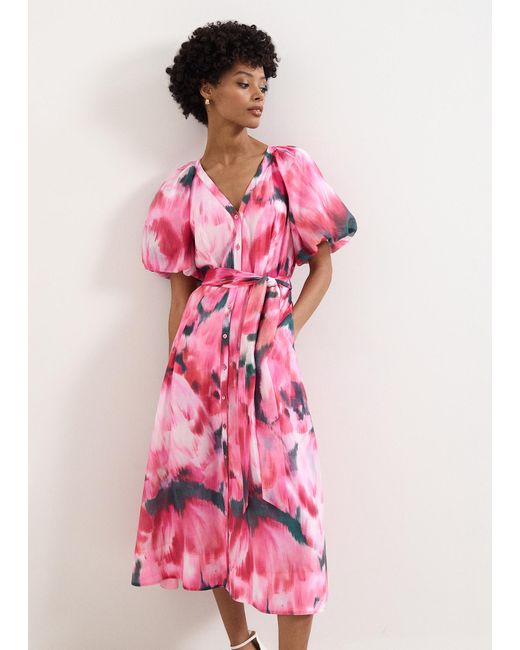 Phase Eight Pink Caterina Floral Midi Dress
