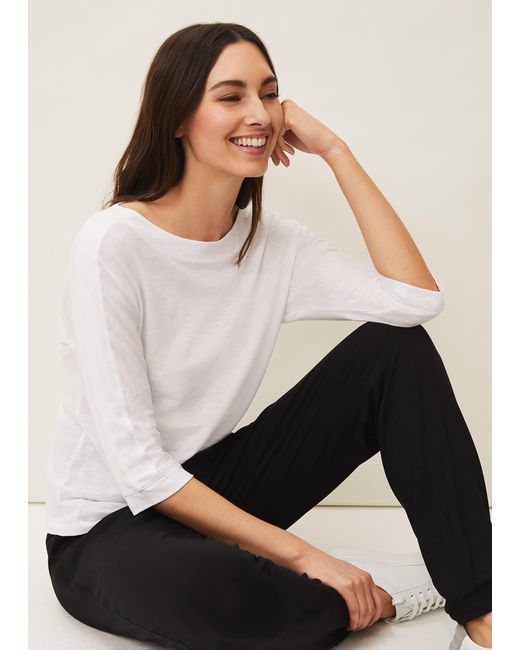 Phase Eight White Belle Round Neck Top