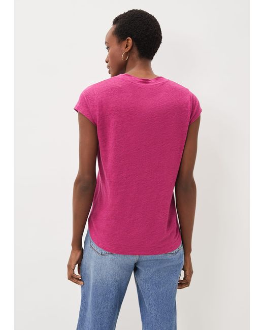 Phase Eight Pink Emera Linen Top