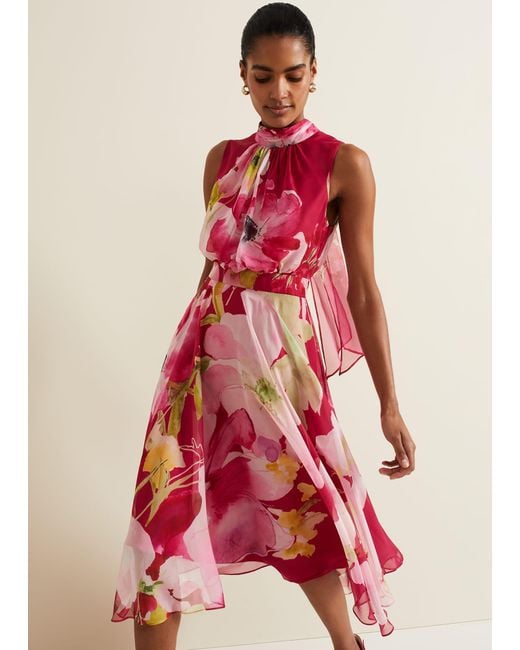Phase Eight s Lucinda Floral Midi Dress in Red Lyst UK