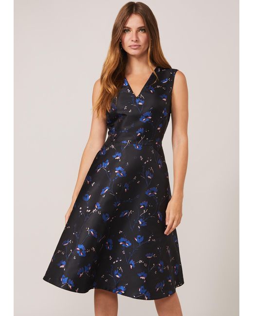 Phase Eight Blue Ottilie Floral Jacquard Fit And Flare Dress