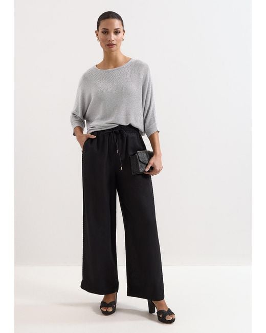 Phase Eight Blue Cristine Batwing Metallic Knitted Jumper