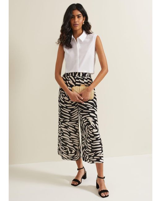 Phase Eight Natural Malaya Abstract Print Culottes