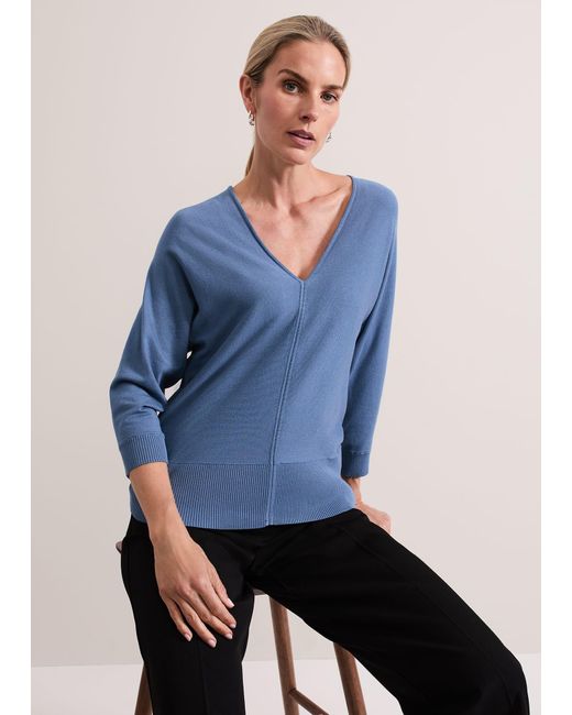 Phase Eight Blue 's Gina V Neck Batwing Jumper