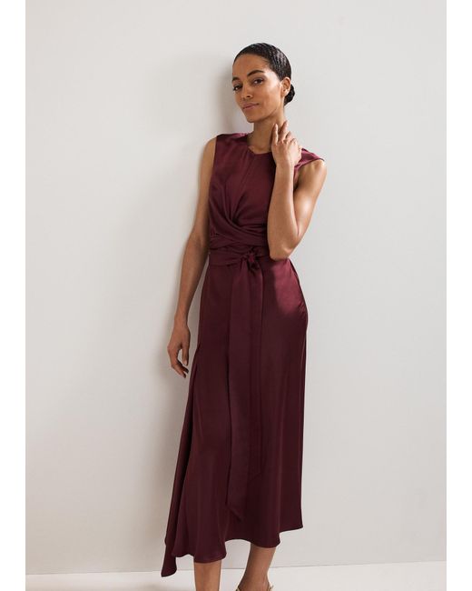 Phase Eight Purple Felicity Satin Midi Dress