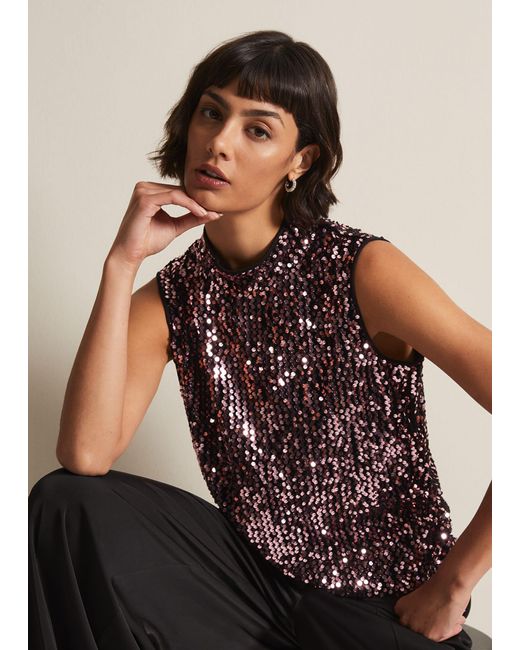 Phase Eight Brown 's Tasha Sequin Top