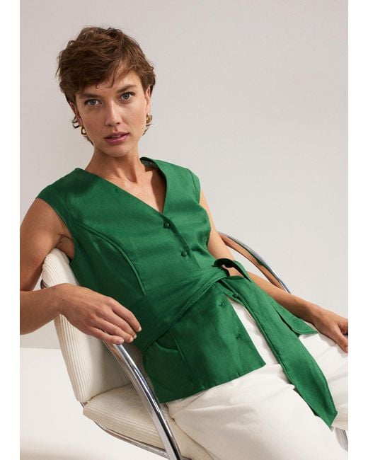 Phase Eight Green Mariana Linen Top