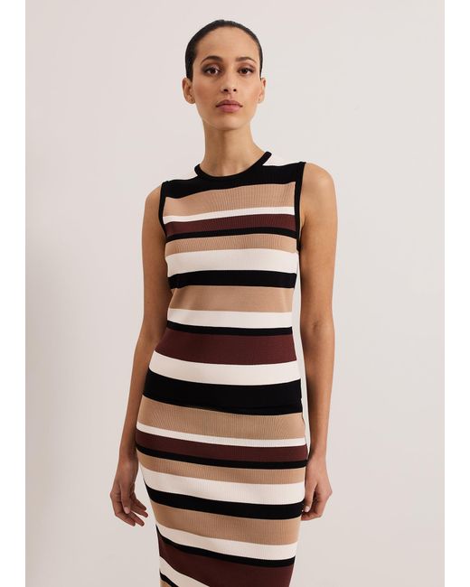 Phase Eight White Louisa Stripe Shell Knit Top