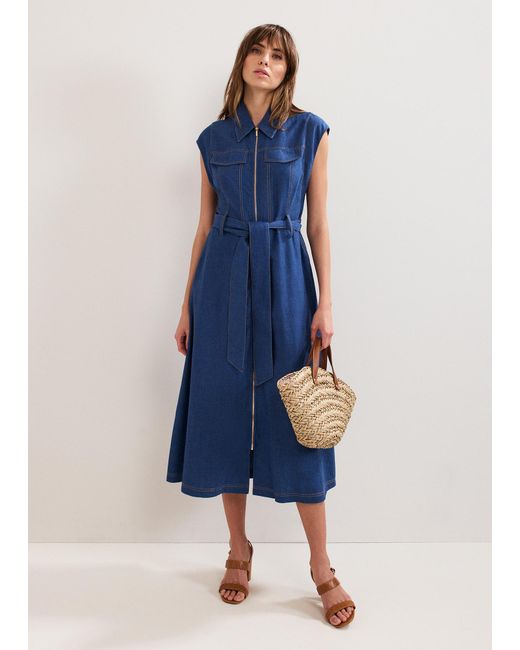 Phase Eight Blue Luiza Midi Dress