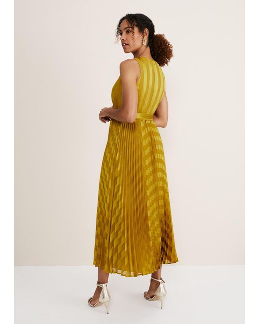 Phase Eight Yellow Beverley Jacquard Stripe Midaxi Dress
