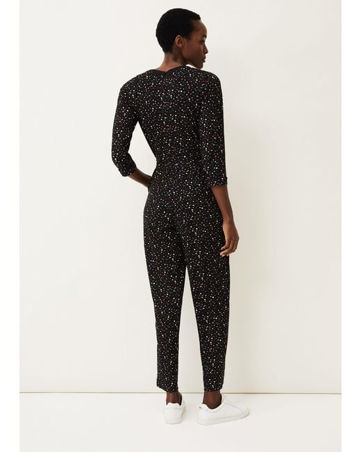 Phase Eight Black Anglia Ditsy Print Jersey Jumpsuit