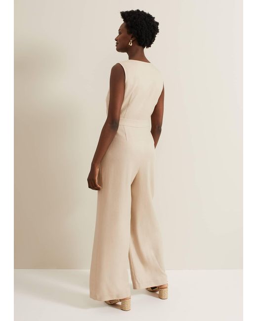 Phase Eight Natural Fraya Zip Front Jumpsuit