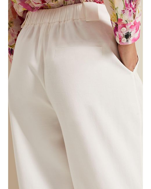 Phase Eight Natural 's Petite Tyla White Wide Leg Trouser