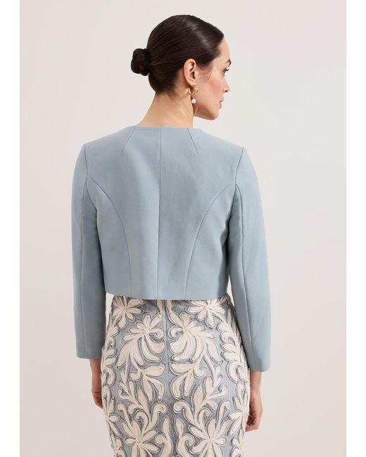 Phase Eight Blue Phoebe Cropped Jacket